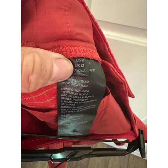 Anthropologie Red Check The Essential Slim High Waist Trousers Pants Size 8 - Picture 9 of 12